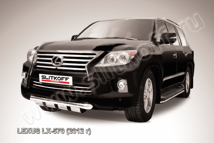 Защита переднего бампера d76 с профильной ЗК Lexus LX-570