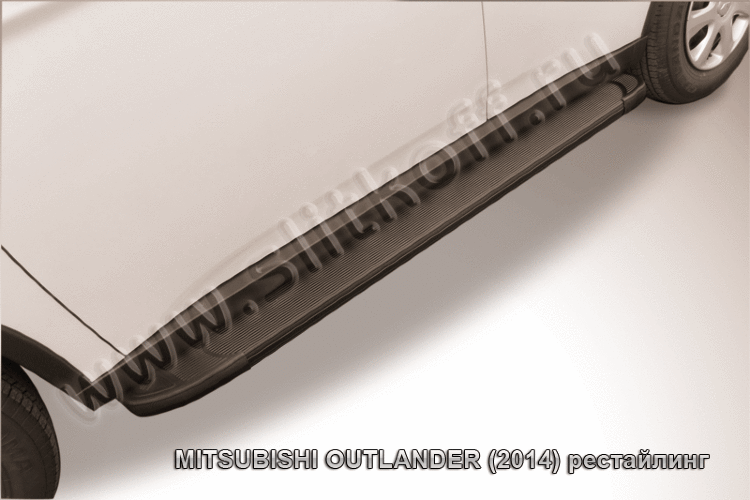 Пороги алюминиевые "Optima Black" Mitsubishi Outlander (2013)