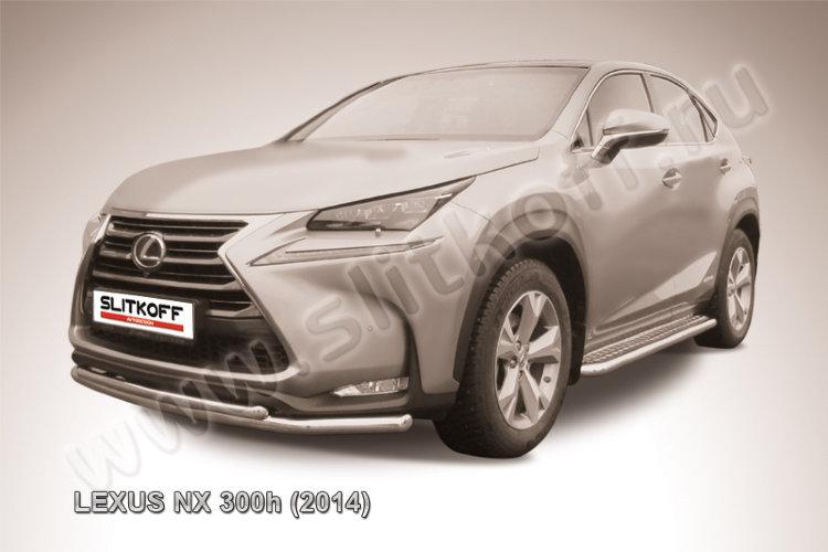 Защита переднего бампера d57+d42 двойная радиусная Lexus NX 300h