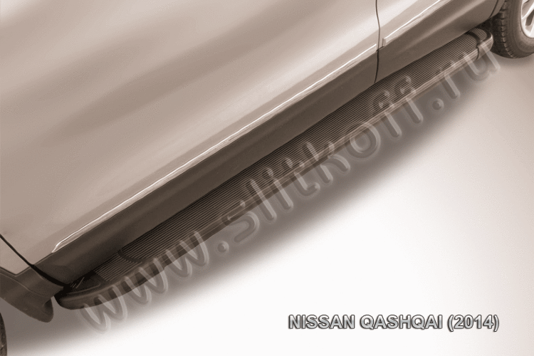Пороги алюминиевые "Optima Black" Nissan Qashqai (2014)