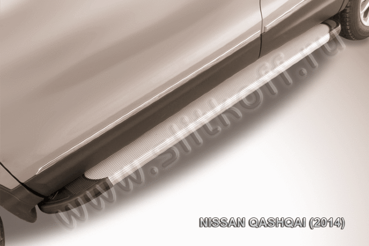 Пороги алюминиевые "Optima Silver" Nissan Qashqai (2014)