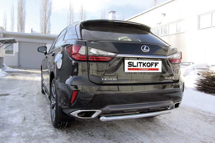 Защита заднего бампера d57 короткая Lexus RX-350 (2015)