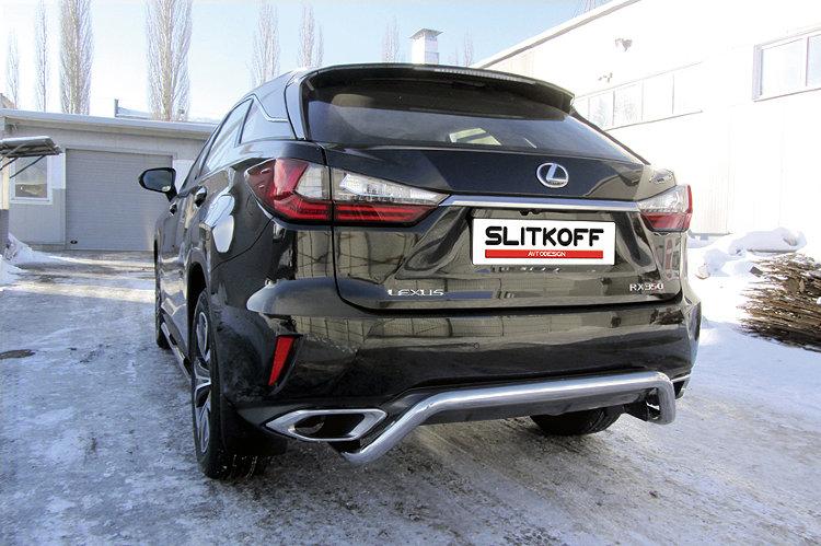 Защита заднего бампера d57 "скоба" Lexus RX-350 (2015)