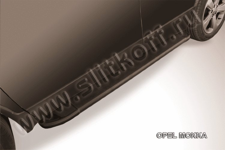 Пороги алюминиевые "Optima Black" Opel Mokka (2013)