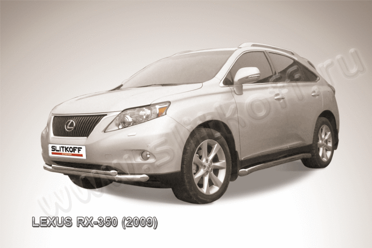 Защита переднего бампера d76+d57 двойная Lexus RX-350 (2009)