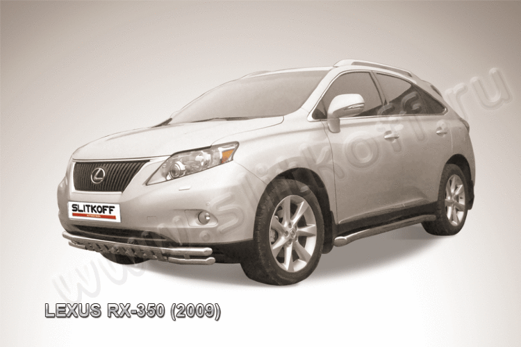 Защита переднего бампера d57+d57 двойная с защитой картера Lexus RX-350 (2009)