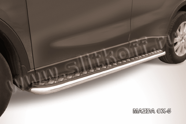Защита порогов d42 с листом усиленная Mazda CX-5