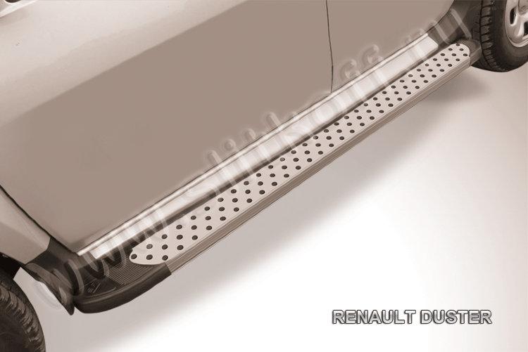 Пороги алюминиевые "Standart Silver" 1800 серебристые Renault Duster