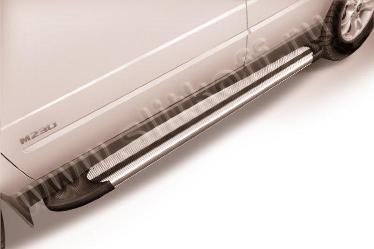 Пороги алюминиевые "Luxe Silver" 1700 серебристые SsangYong Kyron
