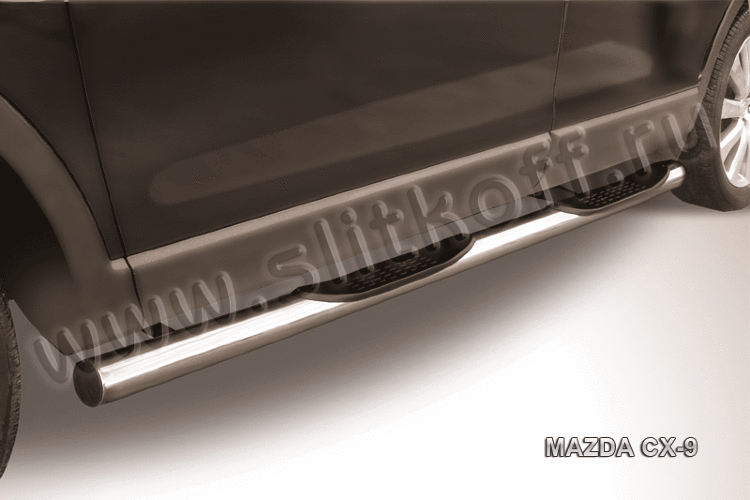 Защита порогов d76 с проступями Mazda CX-9