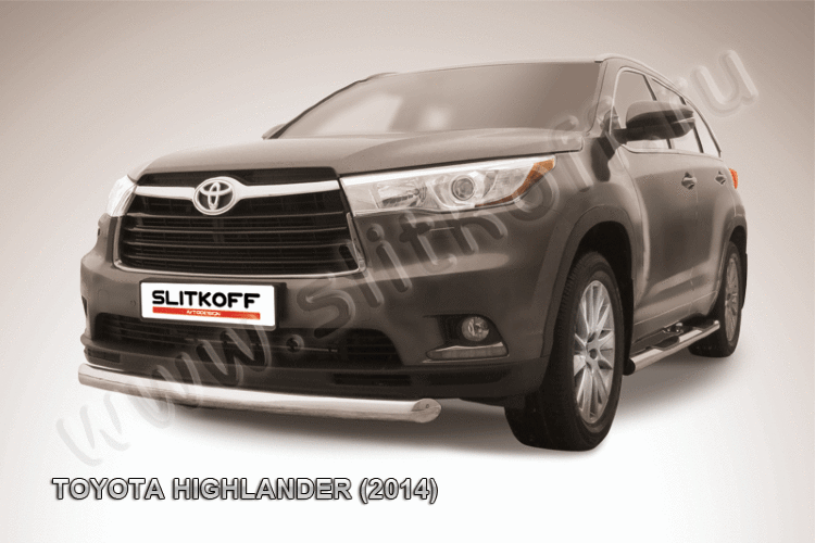 Защита переднего бампера d76 радиусная Toyota Highlander (2014)