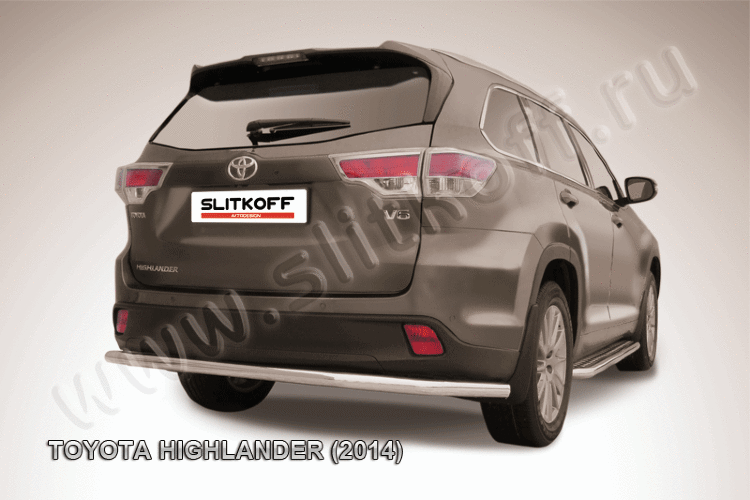 Защита заднего бампера d57 длинная Toyota Highlander (2014)