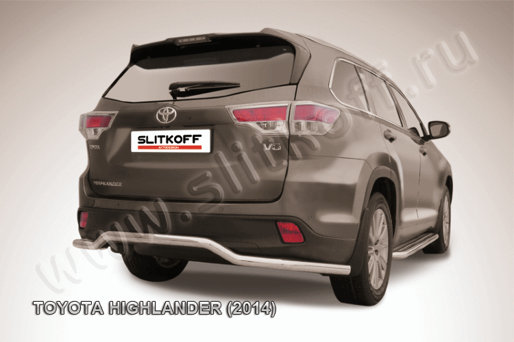 Защита заднего бампера d57 "волна" длинная Toyota Highlander (2014)