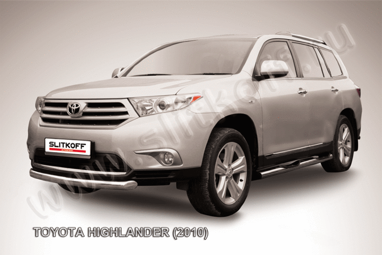 Защита переднего бампера d76 радиусная Toyota Highlander (2010)