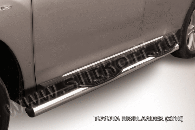Защита порогов d76 с проступями Toyota Highlander (2010)