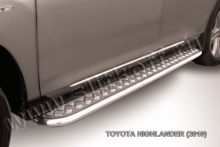 Защита порогов d57 с листом Toyota Highlander (2010)