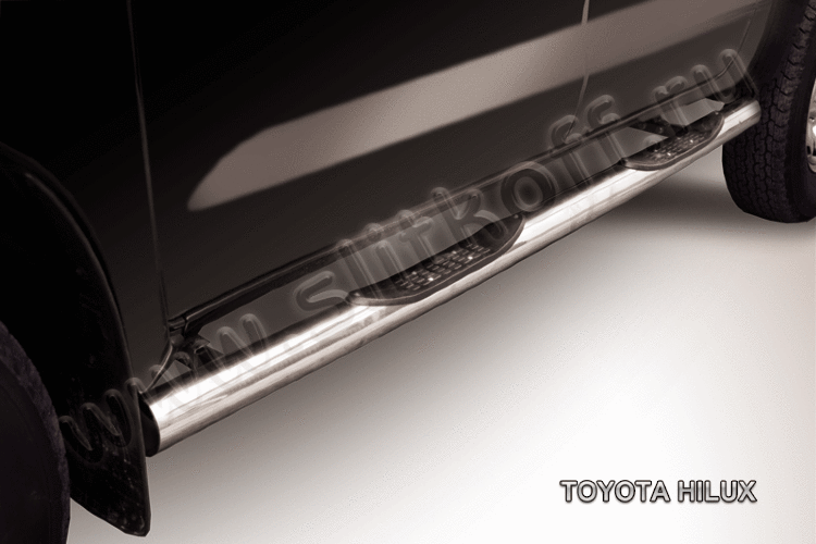 Защита порогов d76 с проступями Toyota Hilux (2011) рестайлинг