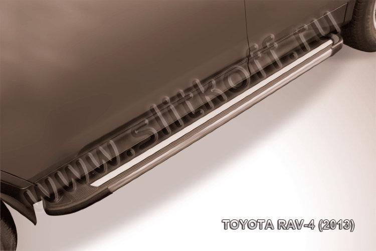 Пороги алюминиевые "Luxe Black" 1700 черные Toyota RAV-4 (2013)
