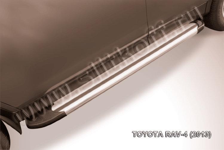 Пороги алюминиевые "Luxe Silver" 1700 серебристый Toyota RAV-4 (2013)
