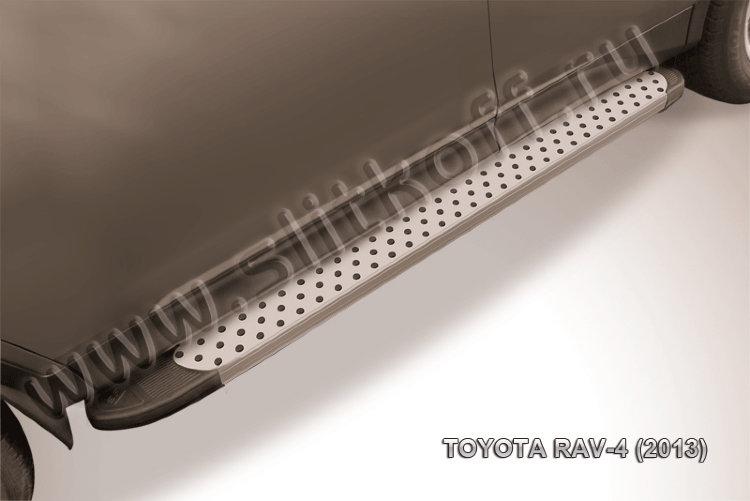 Пороги алюминиевые "Standart Silver" 1700 серебристые Toyota RAV-4 (2013)