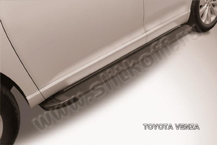 Пороги алюминиевые "Optima Black" 1800 черные Toyota VENZA