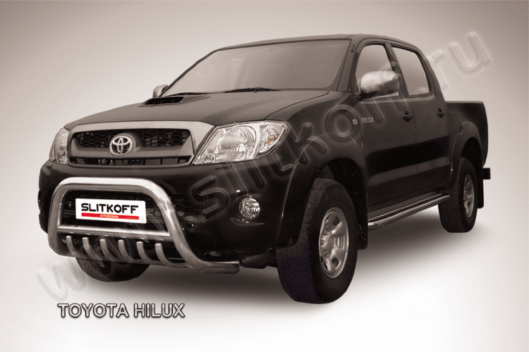 Кенгурятник d76 низкий с защитой картера Toyota Hilux