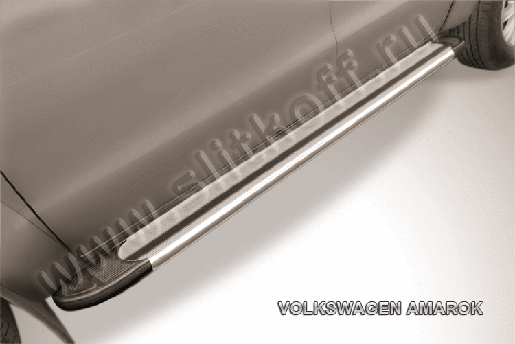 Пороги алюминиевые Luxe Silver 2000 серебристые Volkswagen Amarok (2013)