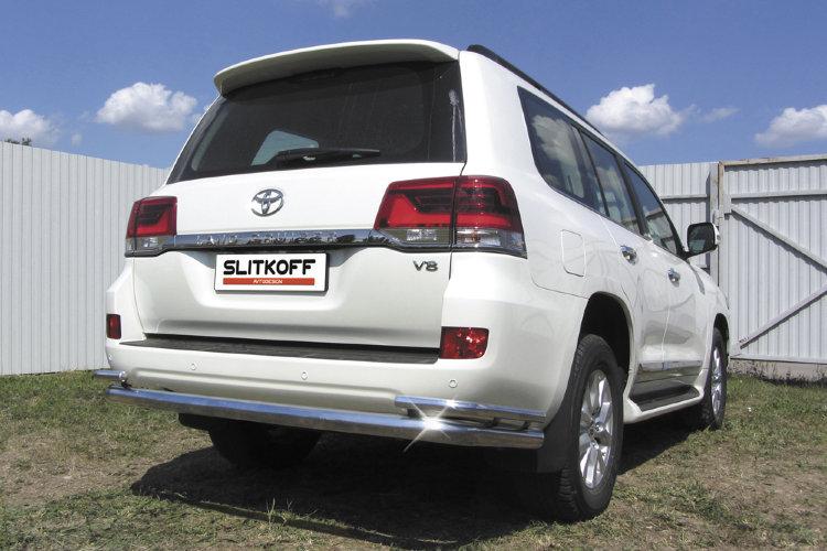 Защита заднего бампера d76+d42 двойная TOYOTA LAND CRUISER 200 (2015)