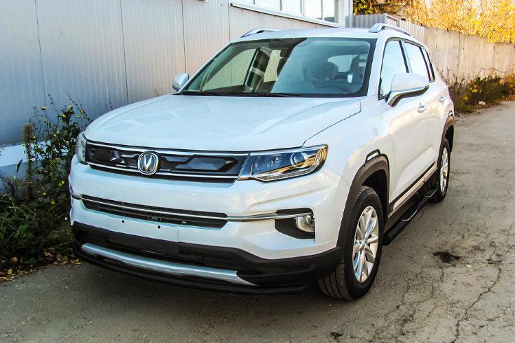 Защита переднего бампера d42 черная Changan CS35Plus (2019)