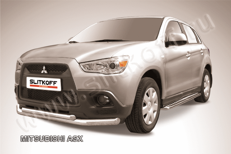 Защита переднего бампера d76+d57 двойная Mitsubishi ASX