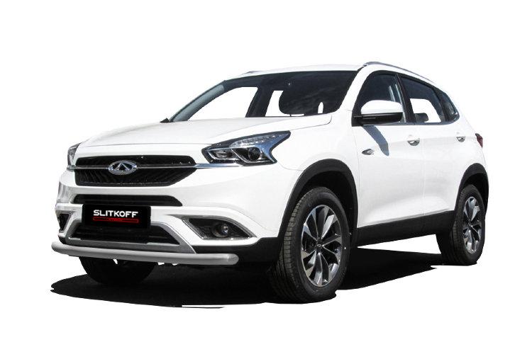 Защита переднего бампера d57 серебристая Chery Tiggo7
