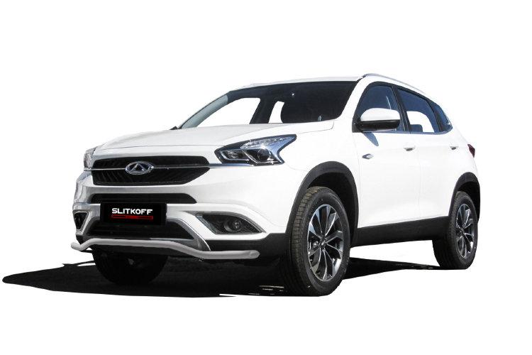 Защита переднего бампера d42 "волна" серебристая Chery Tiggo7