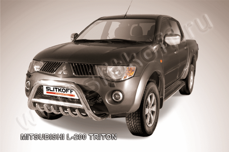 Кенгурятник d76 низкий с защитой картера Mitsubishi L-200 Triton