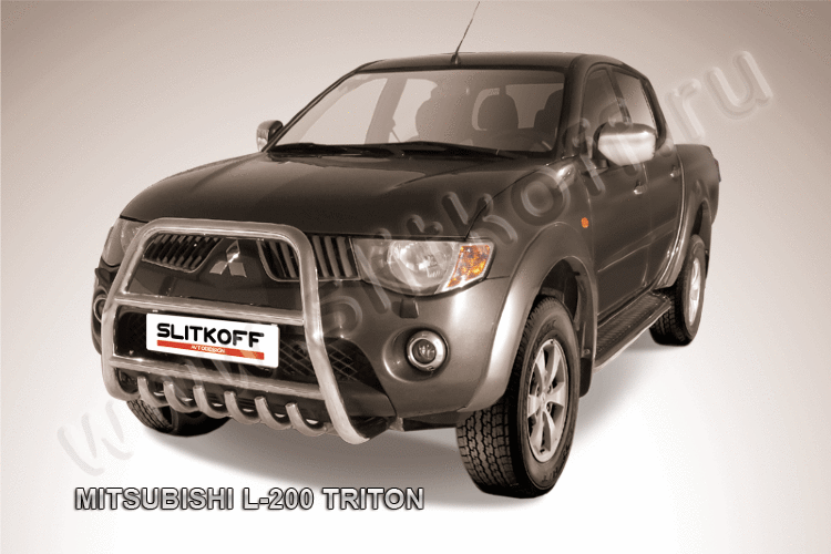 Кенгурятник d57 высокий с защитой картера Mitsubishi L-200 Triton