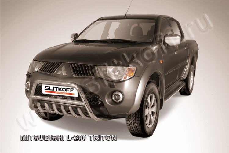 Кенгурятник d57 низкий c защитой картера Mitsubishi L-200 Triton