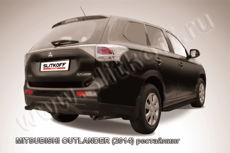 Защита заднего бампера d57 "волна" черная Mitsubishi Outlander (2014)