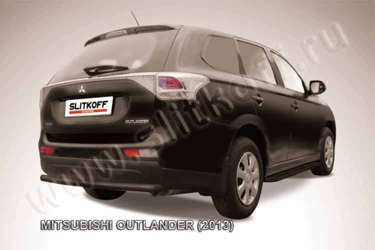 Защита заднего бампера d57 короткая черная Mitsubishi Outlander (2013)