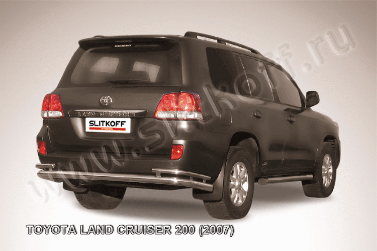 Защита заднего бампера d76+d42 двойная Toyota Land Cruiser 200 (2007)