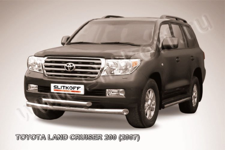 Защита переднего бампера d76+d57 двойная Toyota Land Cruiser 200 (2007)