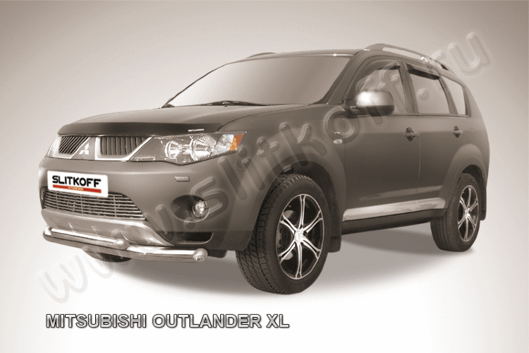Защита переднего бампера d76+d57 двойная Mitsubishi Outlander XL (до 2010)