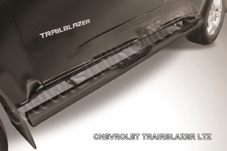 Защита порогов d76 с проступями черная Chevrolet Trailblazer (2012)