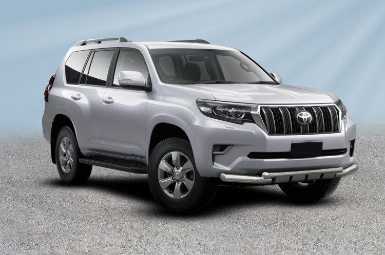 Защита переднего бампера d76+d57 двойная с профильной ЗК Toyota Land Cruiser Prado (2017)