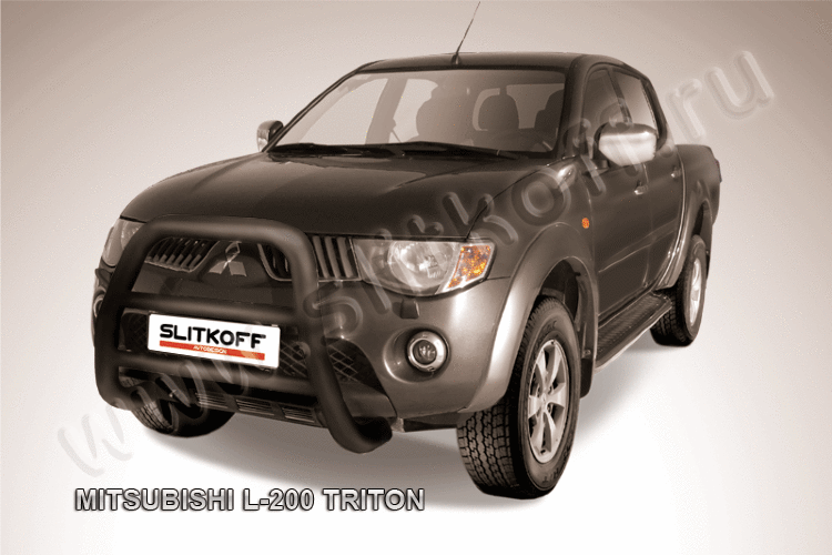 Кенгурятник d76 высокий черный Mitsubishi L-200 Triton