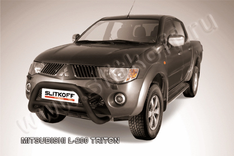 Кенгурятник d76 низкий черный Mitsubishi L-200 Triton