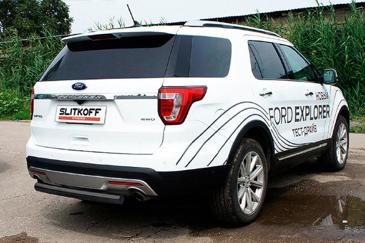 Защита заднего бампера d76 черная Ford Explorer (2018)