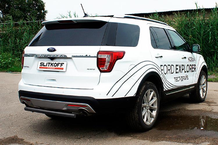 Защита заднего бампера d57 черная Ford Explorer (2018)