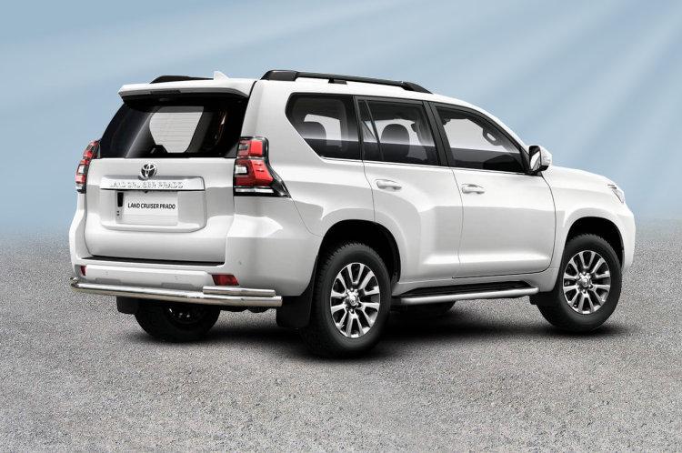 Защита заднего бампера d76+d42 двойная Toyota Land Cruiser Prado (2017)