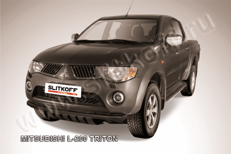 Защита переднего бампера d57 черная Mitsubishi L-200 Triton