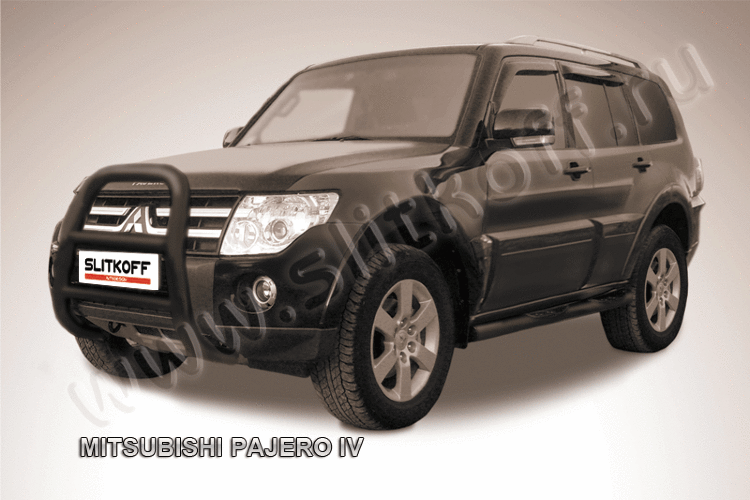 Кенгурятник d76 высокий черный Mitsubishi Pajero IV