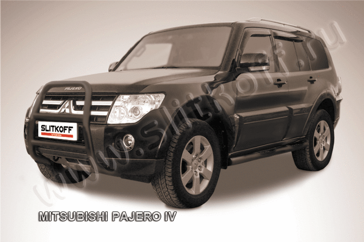 Кенгурятник d57 высокий черный Mitsubishi Pajero IV